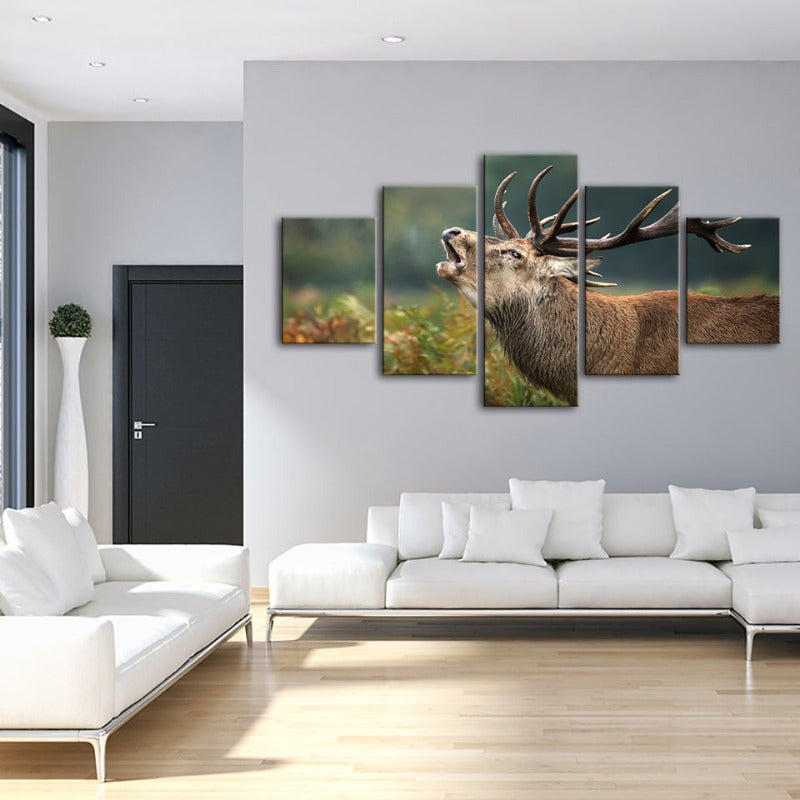 5 Stück blöckendes Elch - Leinwand Wandkunst Malerei