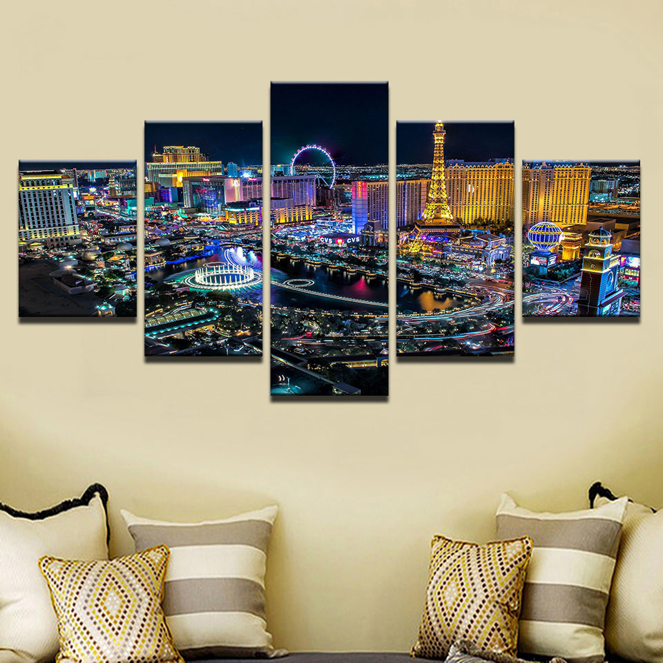 Las Vegas Lights 5 Stück - Leinwand Wandkunst Gemälde