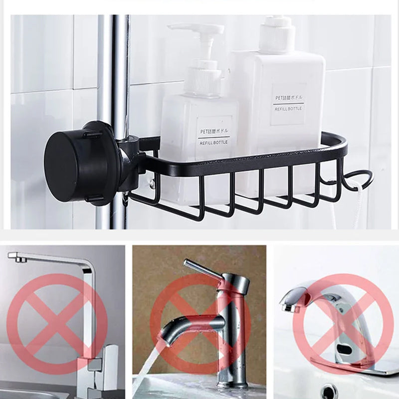 Duschhalterung für Shampoo & Seife – Edelstahl – Silber oder Schwarz – Keine Bohrungen | Brehn
