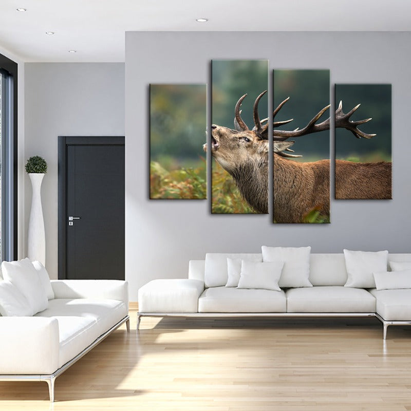 4 Stück Blökende Elch - Leinwand Wandkunst Malerei | Brehn