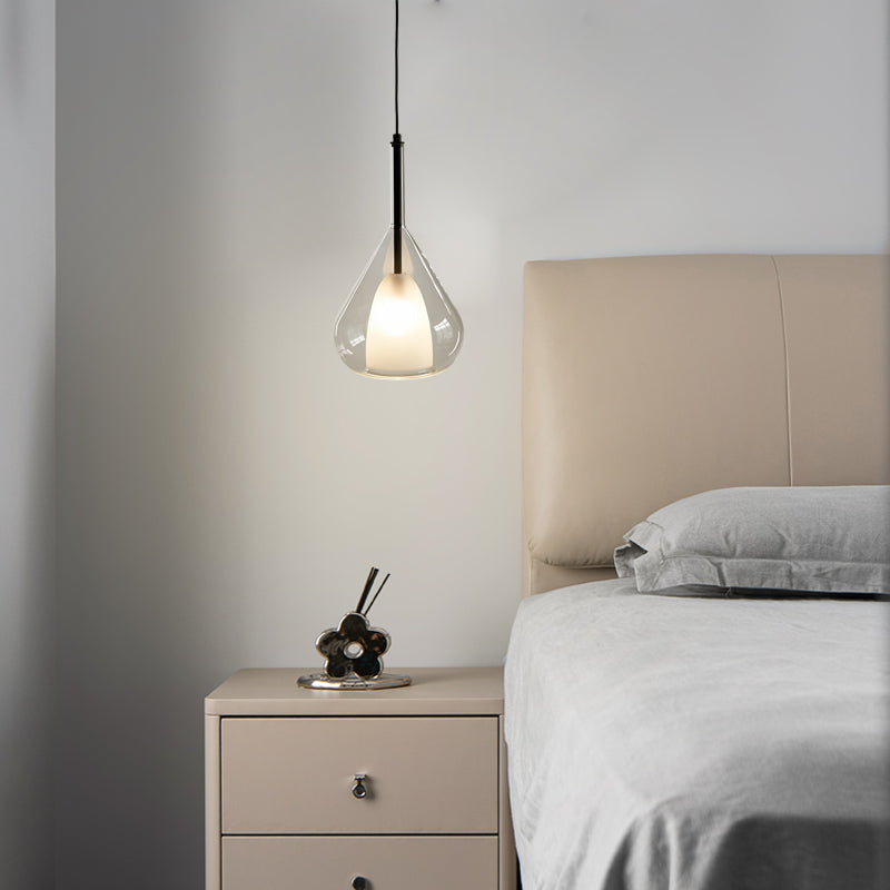 Industrielle Pendelleuchte mit Doppelglas und Regentropfen-Design - Kleine Hängelampe für Esszimmer und Küche, modernes minimalistisches Design | Brehn