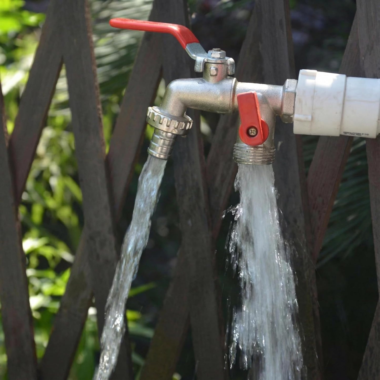 Doppel-Wasserhahn Edelstahl mit 2 Ausgängen | Brehn
