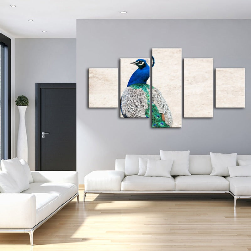 5-teiliges Rock-elegantes Pfau - Leinwand Wandkunstmalerei
