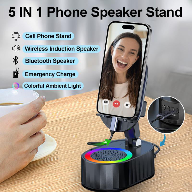 Brehn | Wireless Induktions-Audio Bluetooth Lautsprecher 5 in 1 Telefonhalter