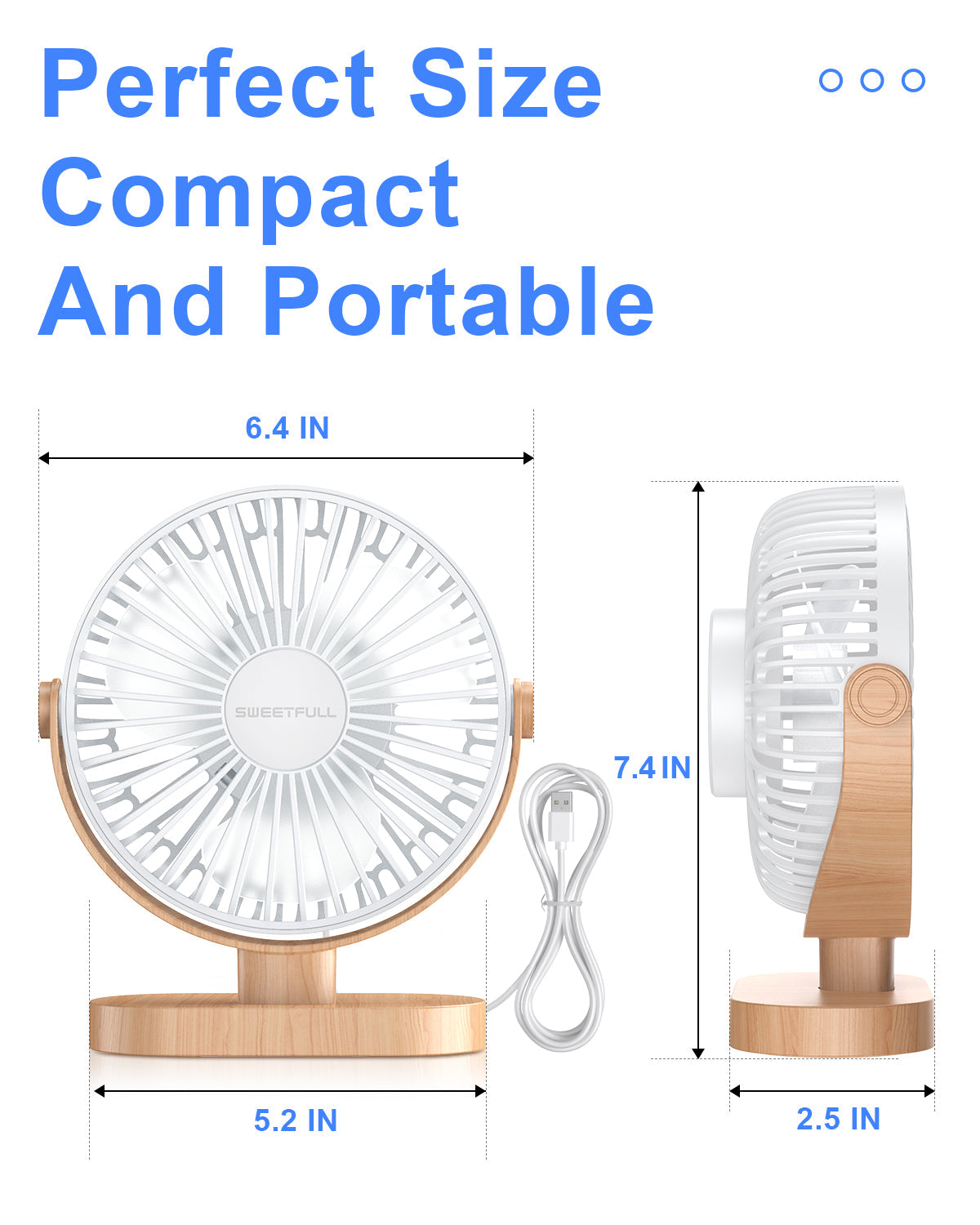 6,5 Zoll USB Kleiner Tischventilator für Zuhause Büro Auto Outdoor Reisen | Brehn