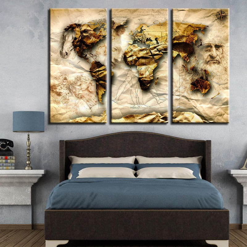 Schöne alte Welt klassische Weltkarten - Leinwand Wandkunst Gemälde