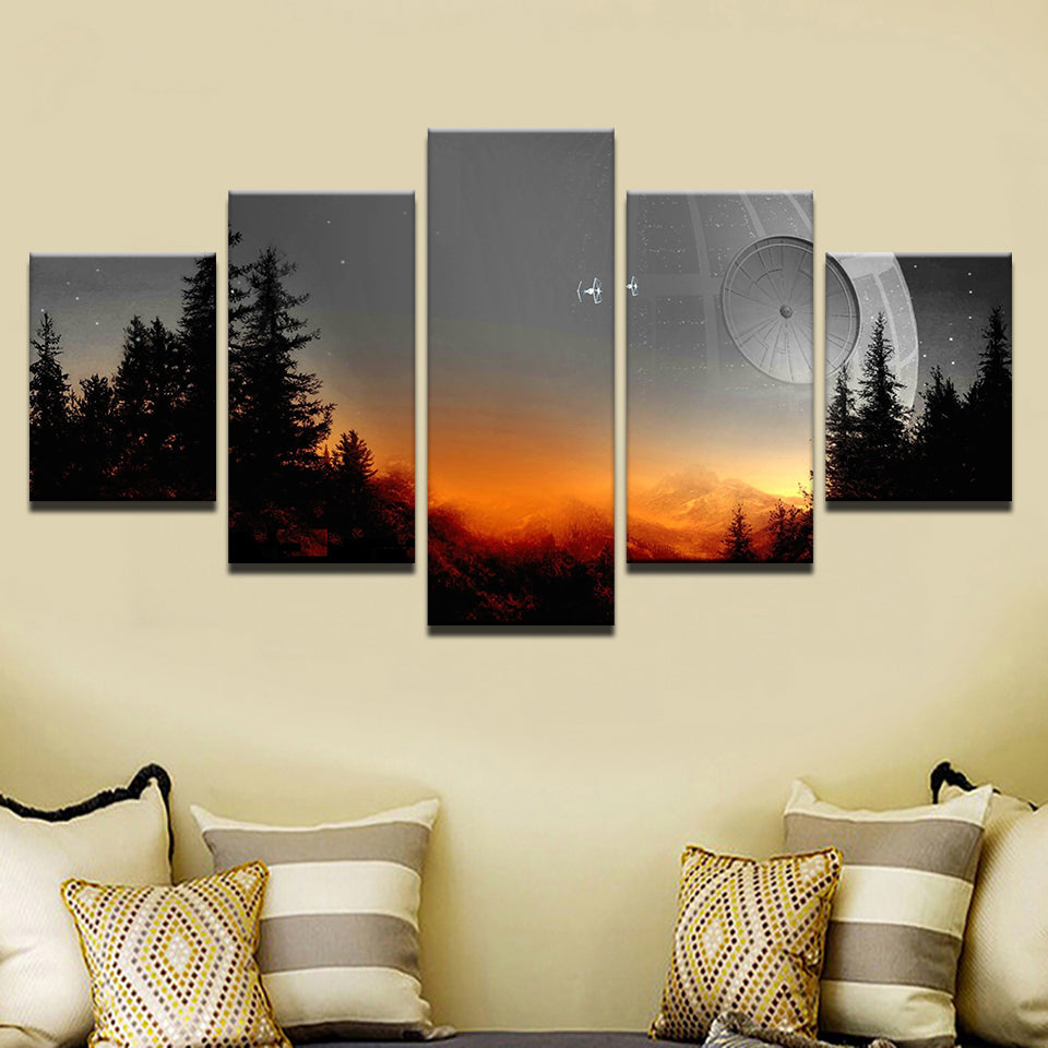 5-teiliges Leinwandbild „Sonnenuntergang“