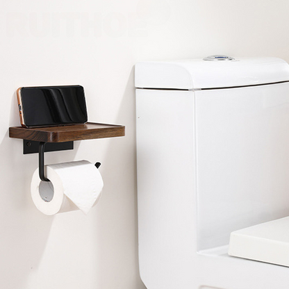 Brehn | Eleganter Wand-WC-Papierhalter - aus Walnuss und Edelstahl