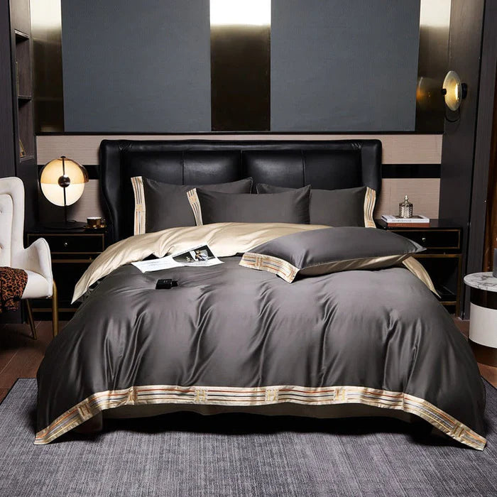Satin Baumwolle Bestickte Bettwäsche Set - Luxora | Brehn