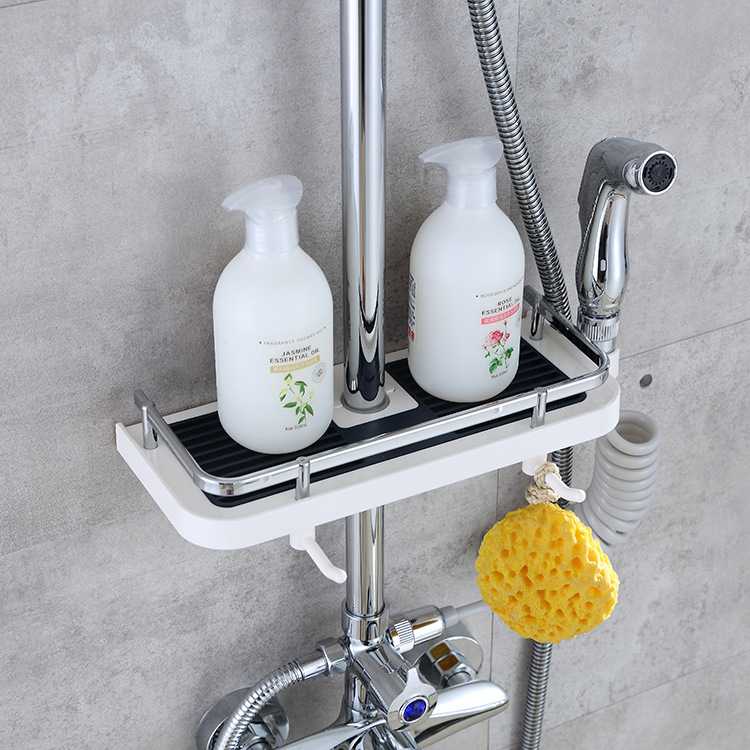 Brehn | Verstellbarer Badezimmer Shampoo Lotion Tray Halter Organizer Regale, bohrfrei, einfach zu installieren, starke Tragfähigkeit, für Badezimmeraufbewahrung