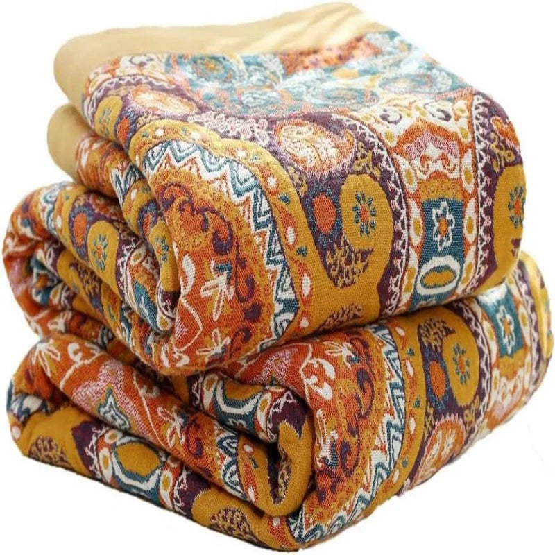 Sunrise Boho Wende-Decke, 100% Baumwolle Kühlende Steppdecke | Brehn