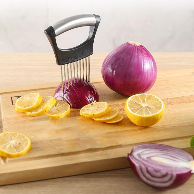 Edelstahl Zwiebel Cutter Halter, Lebensmittel Schneider Assistent Tomatenschneider Halter | Brehn