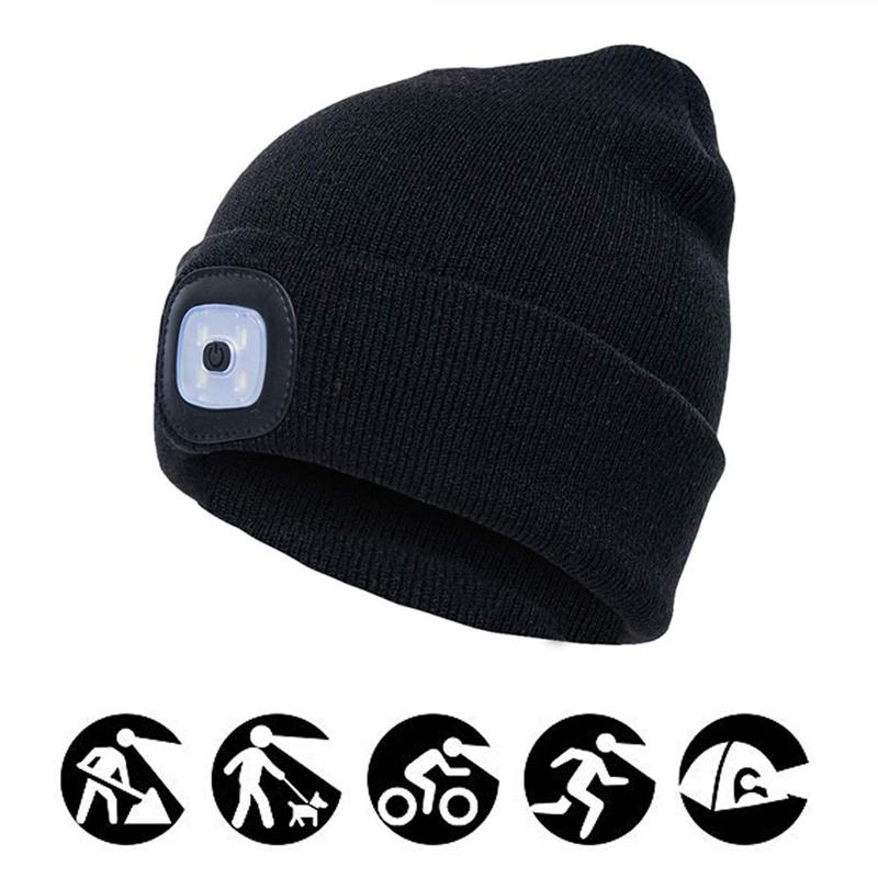 Brehn | Abziehbar LED Stirnlampe Beanie Mütze