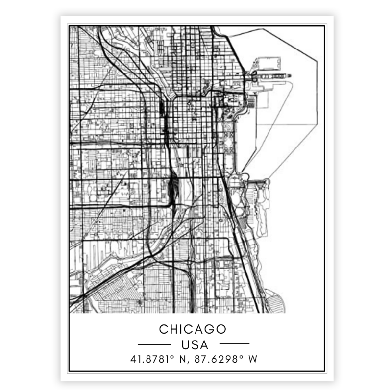 Chicago Stadtkarte - Leinwand Wandkunst Gemälde