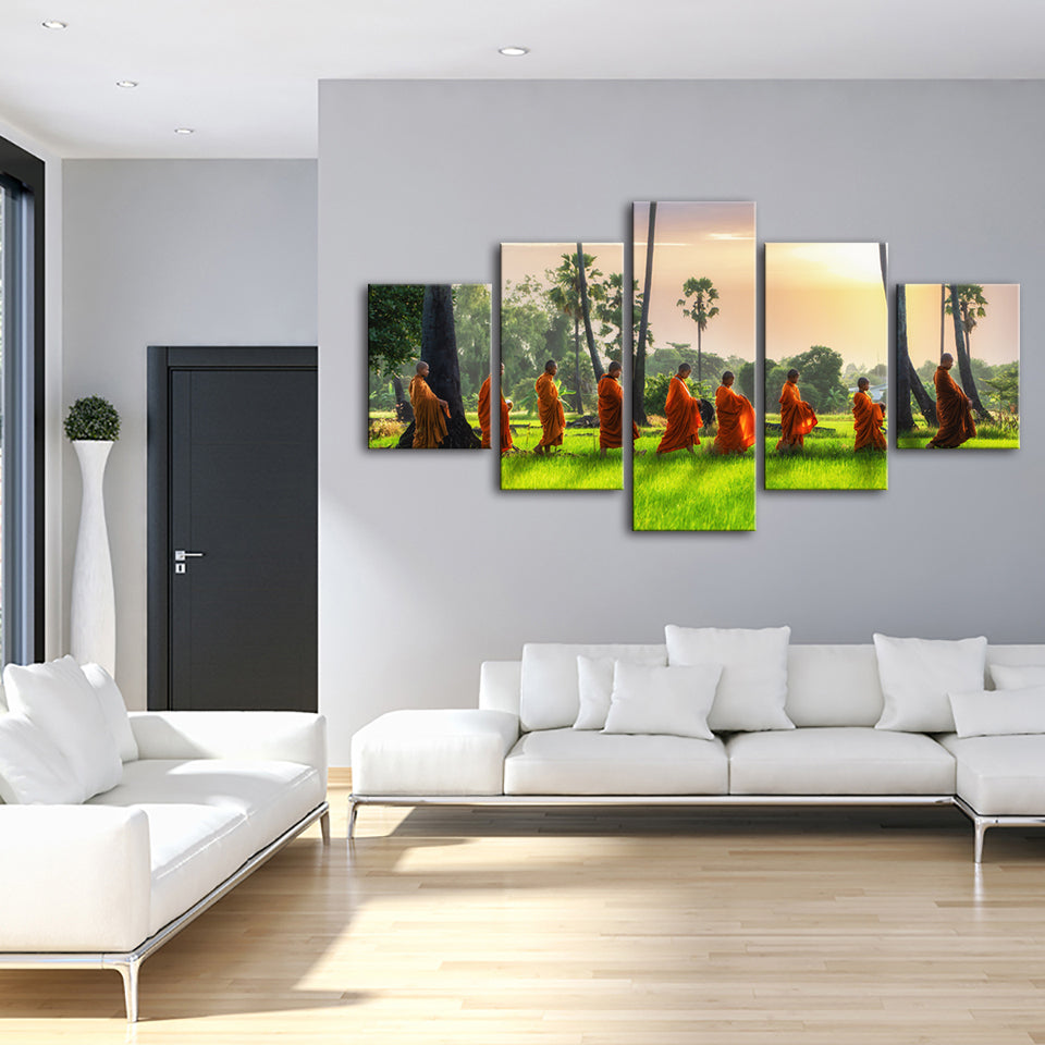 Morgen Spaziergang 5 Stück - Leinwand Wandkunst Malerei