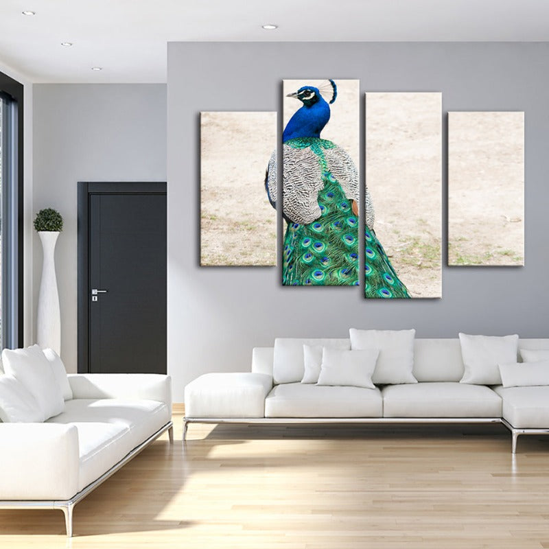 4-teilige Rock Elegante Pfau - Leinwand Wandkunst Malerei