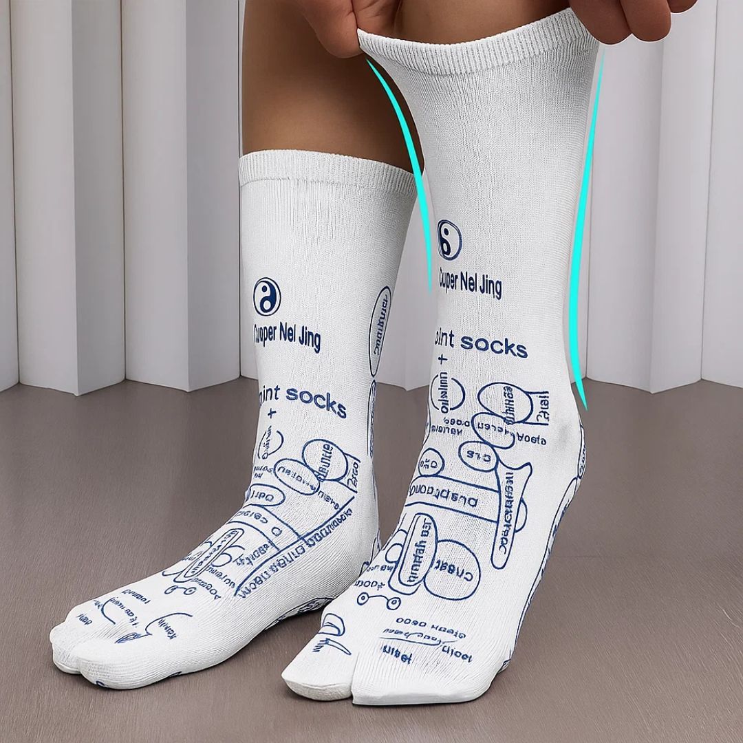 ReflexEase | Reflexzonen-Socken – Bedruckte Karte & Werkzeug – Atmungsaktives Material mit gesplitteten Zehen – Stressabbau zu Hause & Fußermüdungserholung Brehn