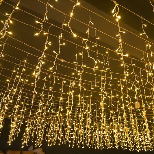 Brehn | Quntis 50m LED-Eiszapfen-Lichterkette | IP44 Wetterfest | 36V Niederspannung | 500+ LEDs | Eiszapfen-Wasserfall-Effekt | Warmweiß