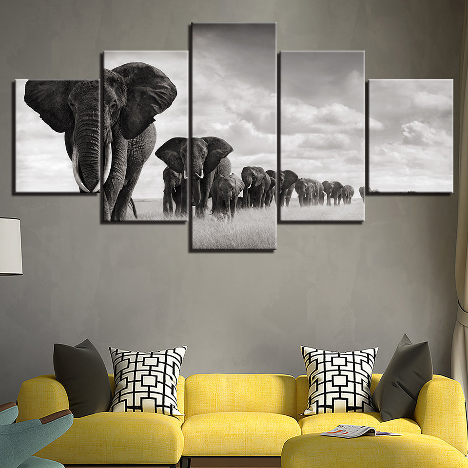 Imposante Elefanten - Leinwand Wandkunst Malerei