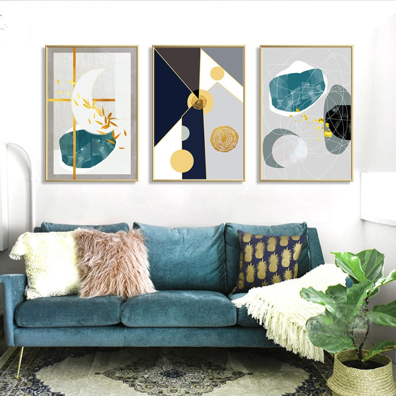 Geometrische Farbenfrohe Designs - Leinwand Wandkunst Malerei