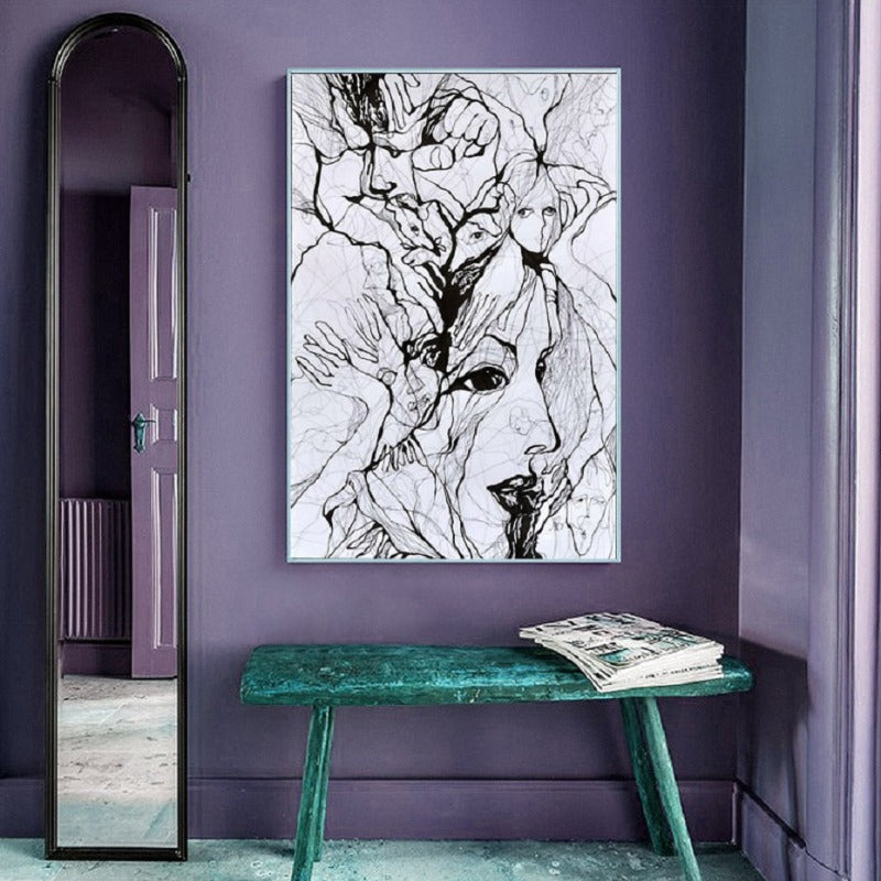 Ink Figure Gesicht - Leinwand Wandkunst Gemälde