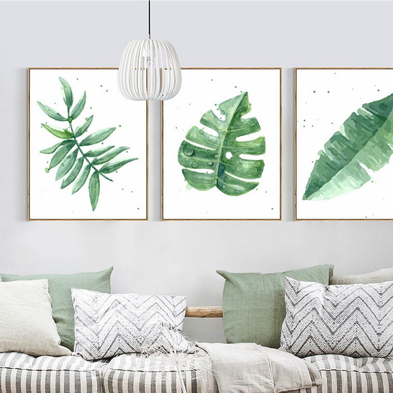 Tropische grüne Blätter und Pflanzen - Leinwandbild