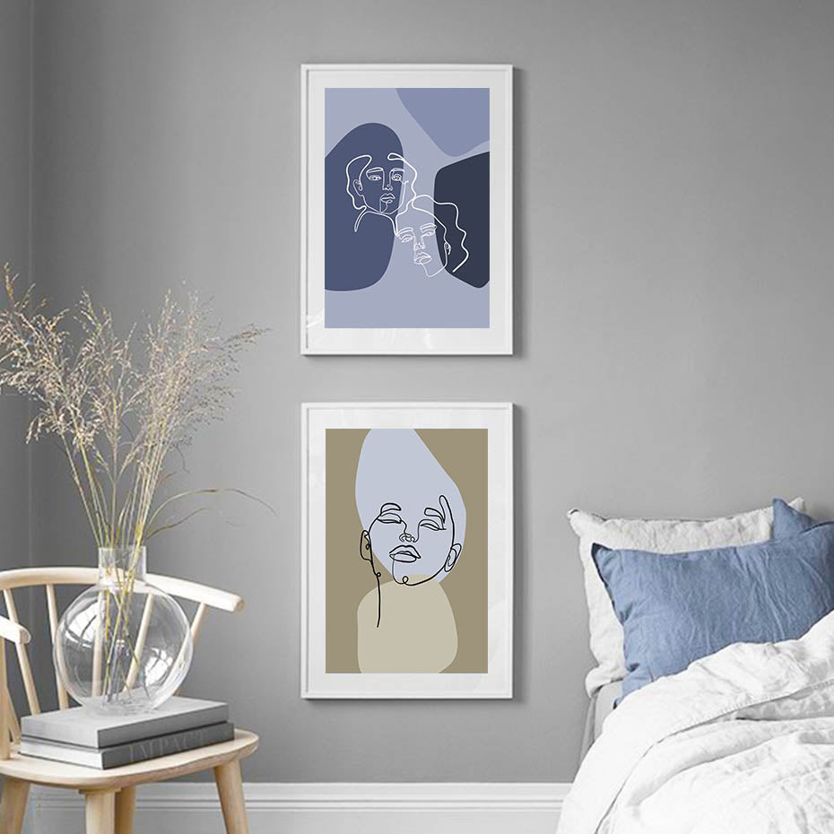 Line Graphic Art - Leinwand Wandkunst Malerei