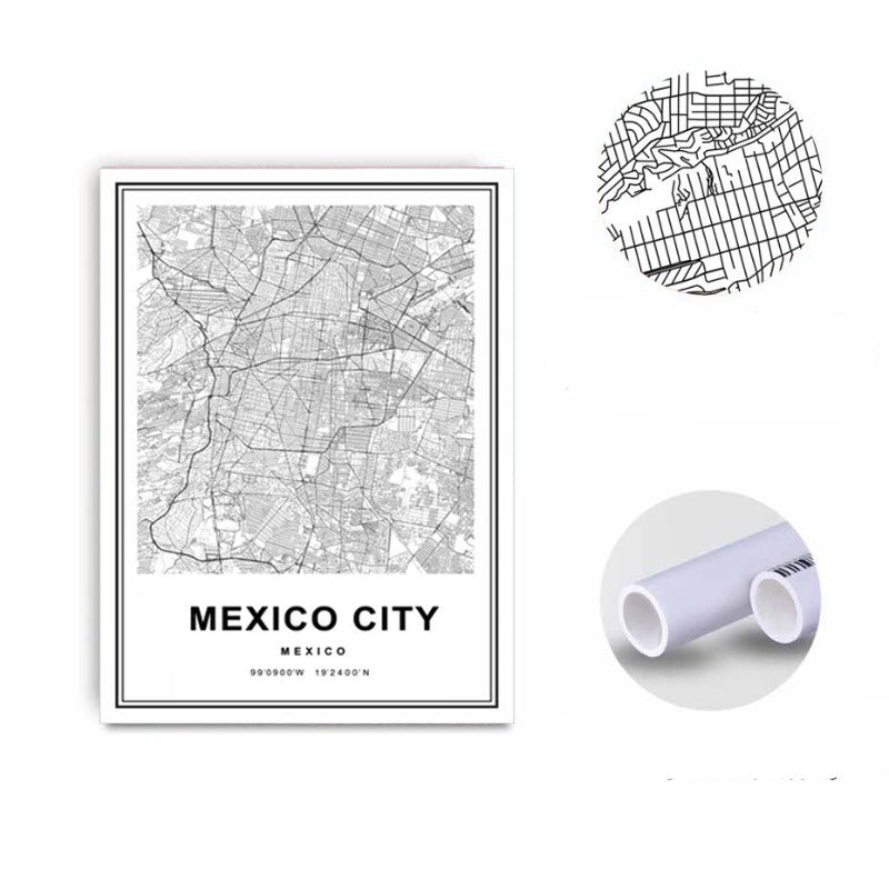 Mexiko-Stadt Karte Mexiko Drucke Kunst - Leinwand Wandkunst Malerei