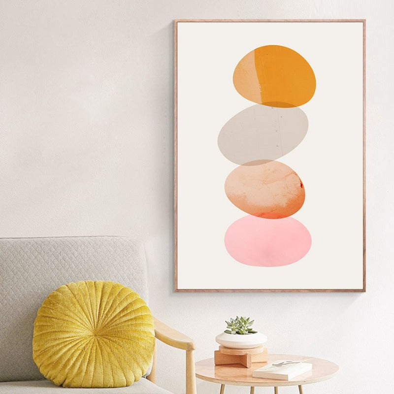 Orangefarbener geometrischer Kreisstein - Leinwandbild