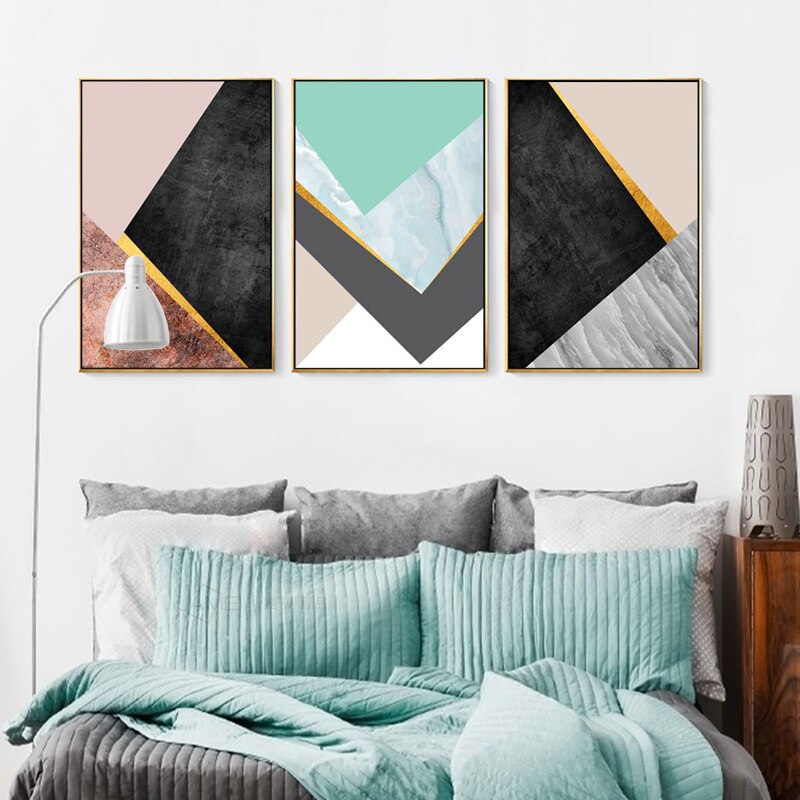 Geometrische Mode-Dreiecke - Leinwand Wandkunst Gemälde