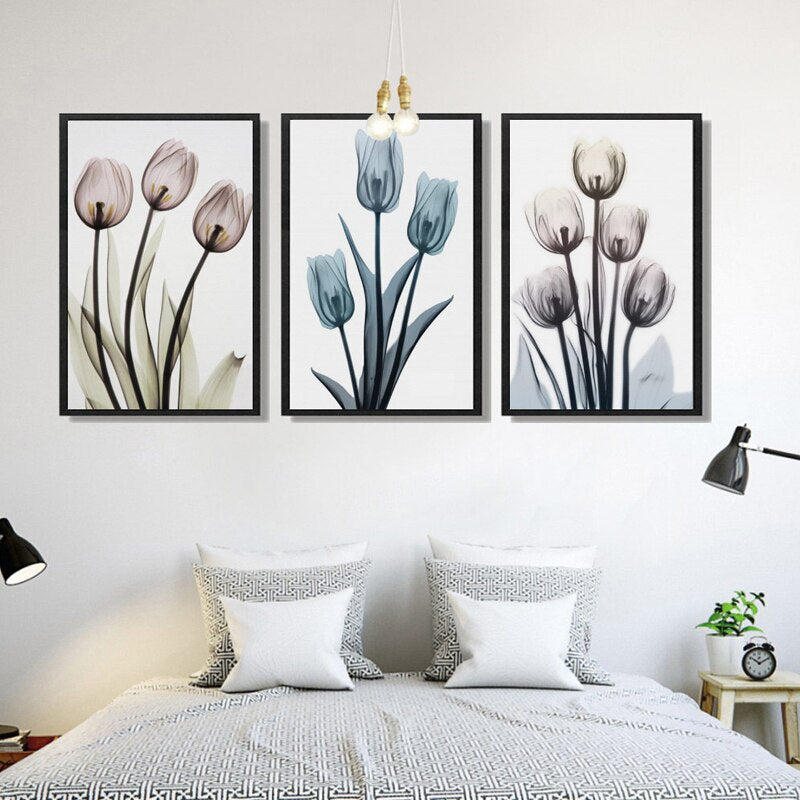 Modernes europäisches Tulpenmotiv, transparent - Leinwandbild