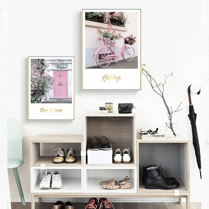 Moderne rosa florale, wunderschöne ländliche Poster-Drucke - Leinwandbilder