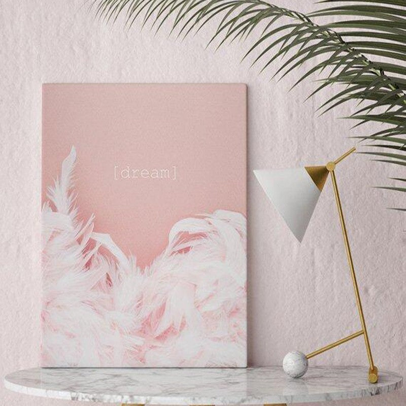 Moderne Warme Pink Nordische Kollege Traum - Leinwand Wandkunst Gemälde