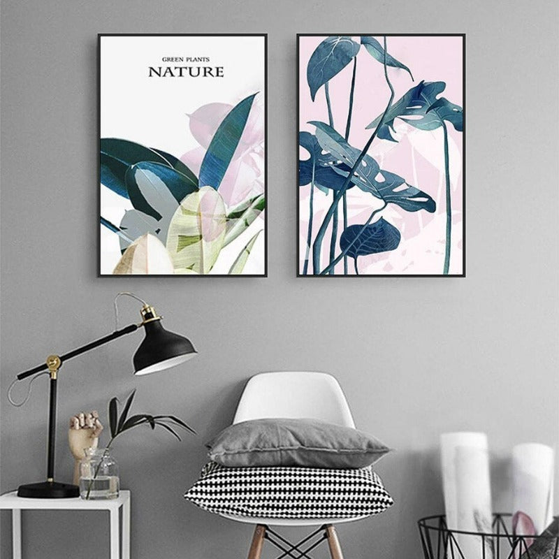 Nordisch-minimalistisches tropisches Blätter-Wandbild
