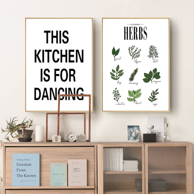 Kräuterposter Botanische Küche - Leinwand Wandkunst Gemälde
