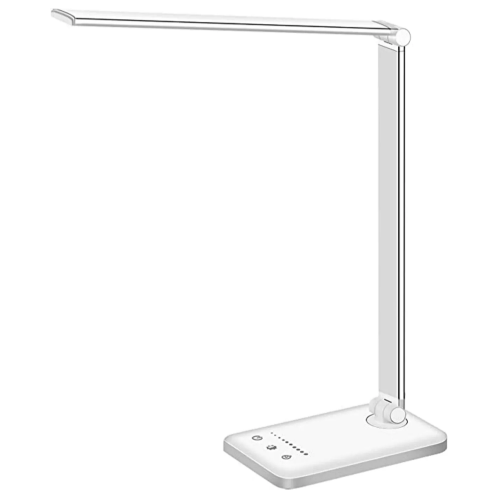 LED Tischlampe mit USB-Ladeanschluss - 5 Lichtstufen & dimmbare Helligkeit für Schreibtisch und Lesen | Brehn