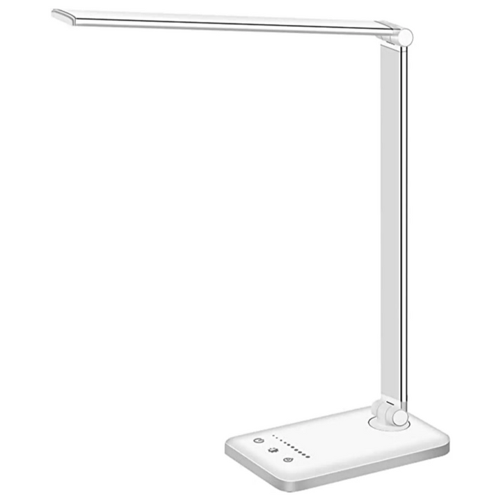 LED Tischlampe mit USB-Ladeanschluss - 5 Lichtstufen & dimmbare Helligkeit für Schreibtisch und Lesen | Brehn