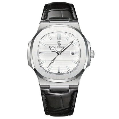 Herren-Armbanduhr aus Edelstahl mit Quarzwerk und Datumsanzeige