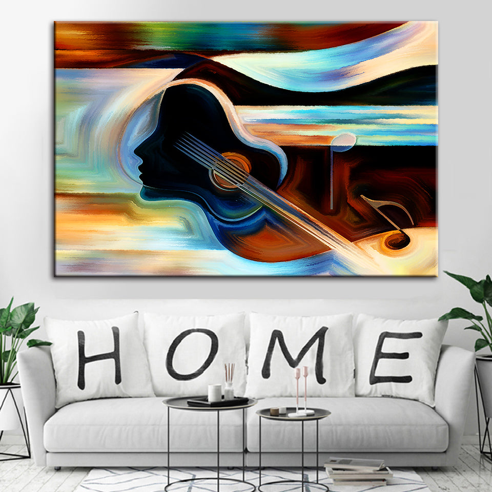 Guitar Lady - Leinwand Wandkunst Malerei