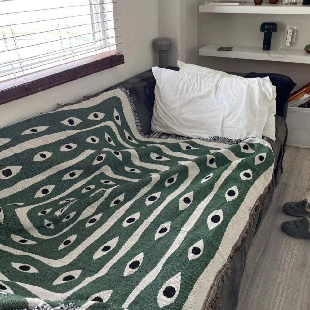 Baumwolle Snake Labyrinth Wurfdecke – Wendbares Design | Brehn