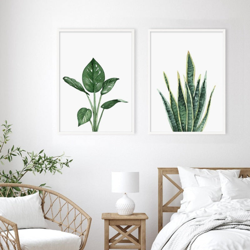 Grüne Blatt Tropische Botanische Aquarell Poster