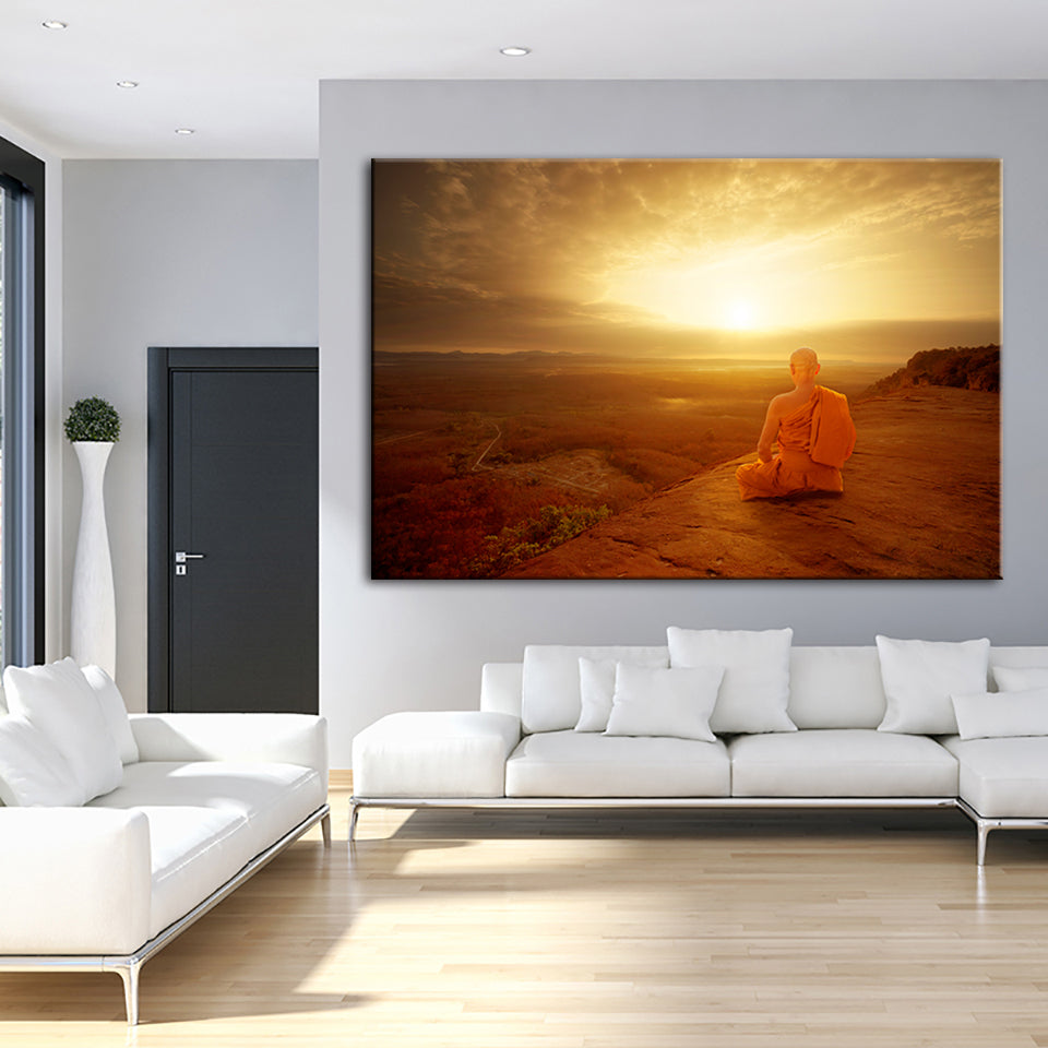 Ruhiger Sonnenuntergang an der Klippe – Leinwandbild