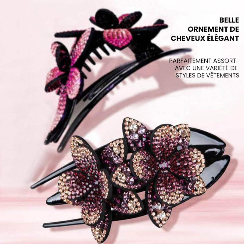 Doppelte Blüten-Strass-Haarnadel | Brehn
