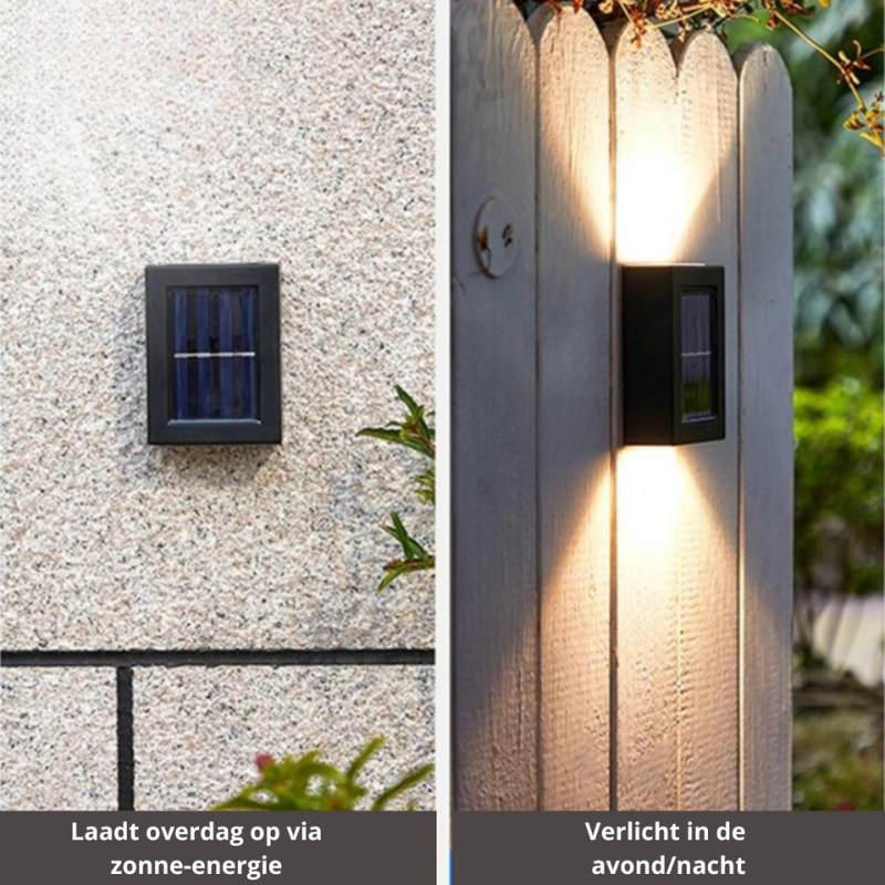 Brehn | LuxeSolar Elegante LED-Wandleuchte | Nachhaltige Sonnenenergie mit automatischem Betrieb
