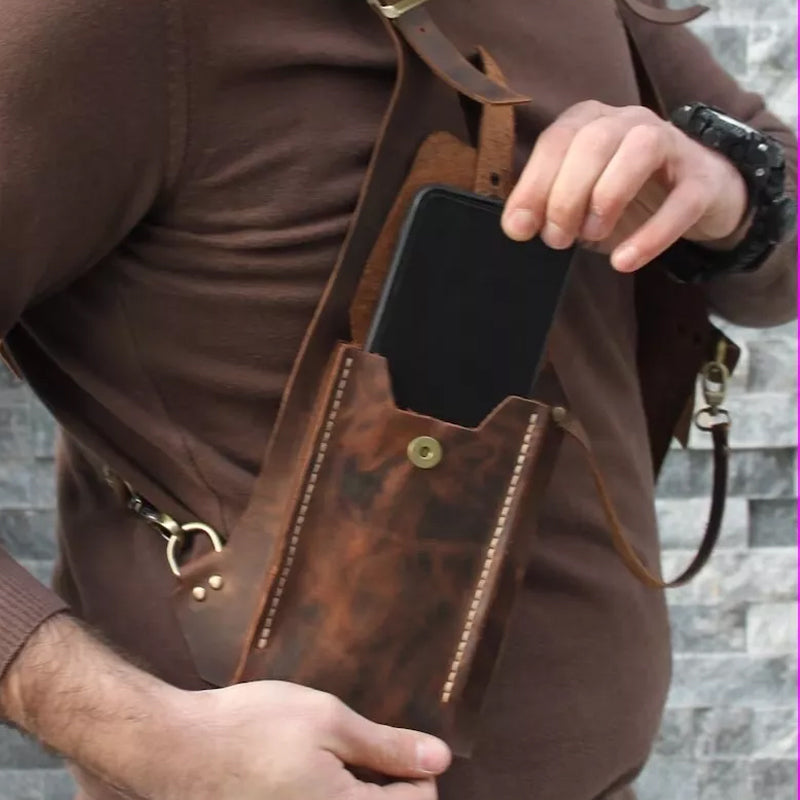 Mittelalterliche Steampunk-Retro-Schultertasche mit Schultergurt