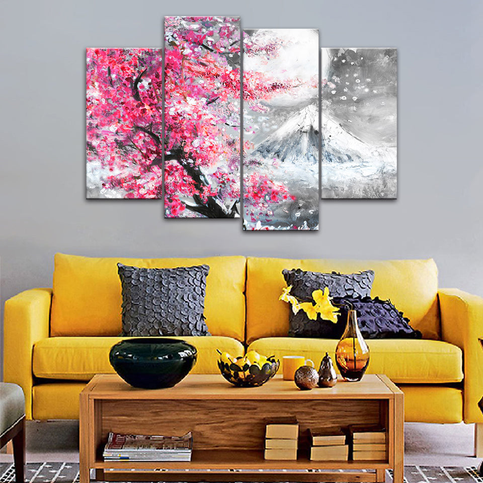 Rosa Floral Berg - Leinwand Wandkunst Malerei