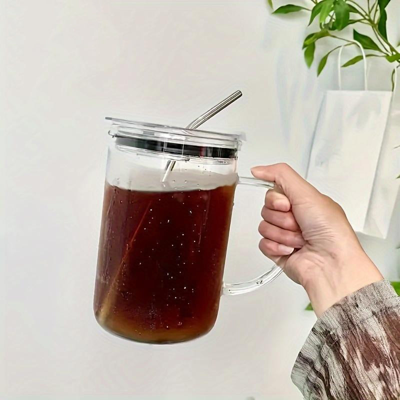 Brehn | Großer Glasbecher mit Deckel & Strohhalm