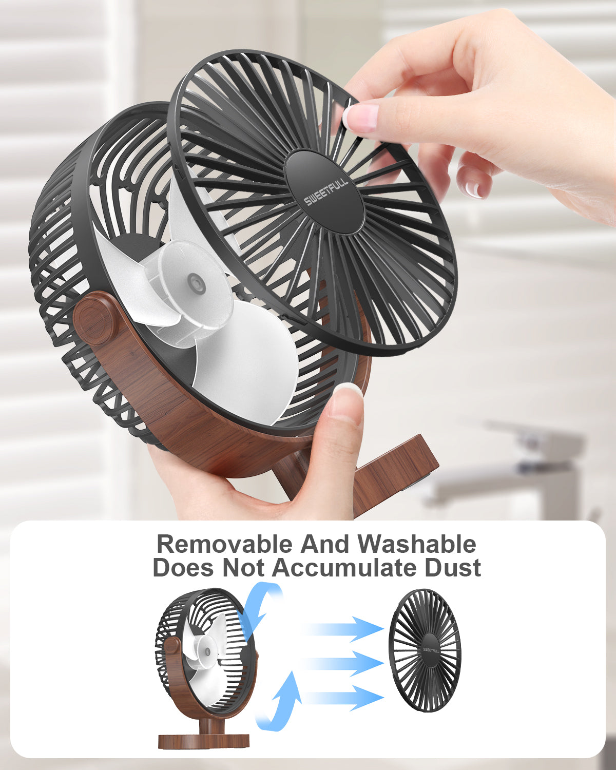 6,5 Zoll USB Kleiner Tischventilator für Zuhause Büro Auto Outdoor Reisen | Brehn