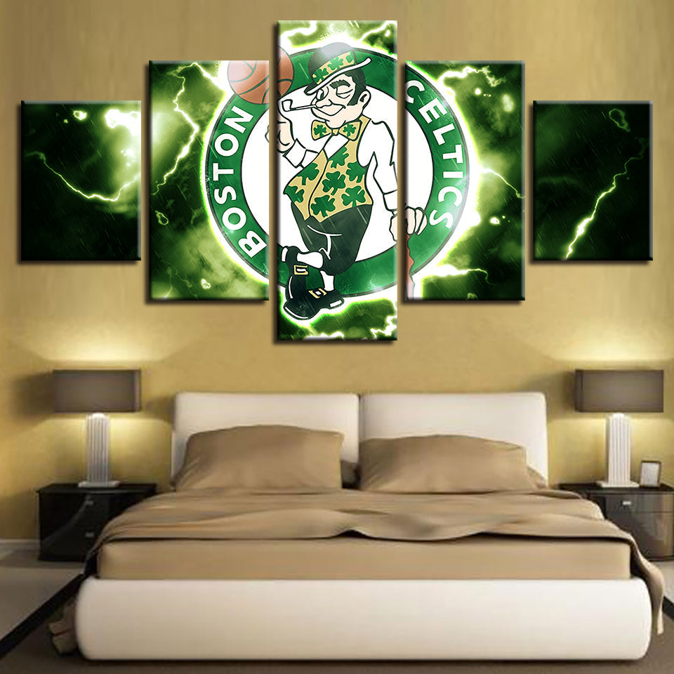 Elektrisierende Boston Celtics 5-Teiliges - Leinwand Wandkunst Gemälde