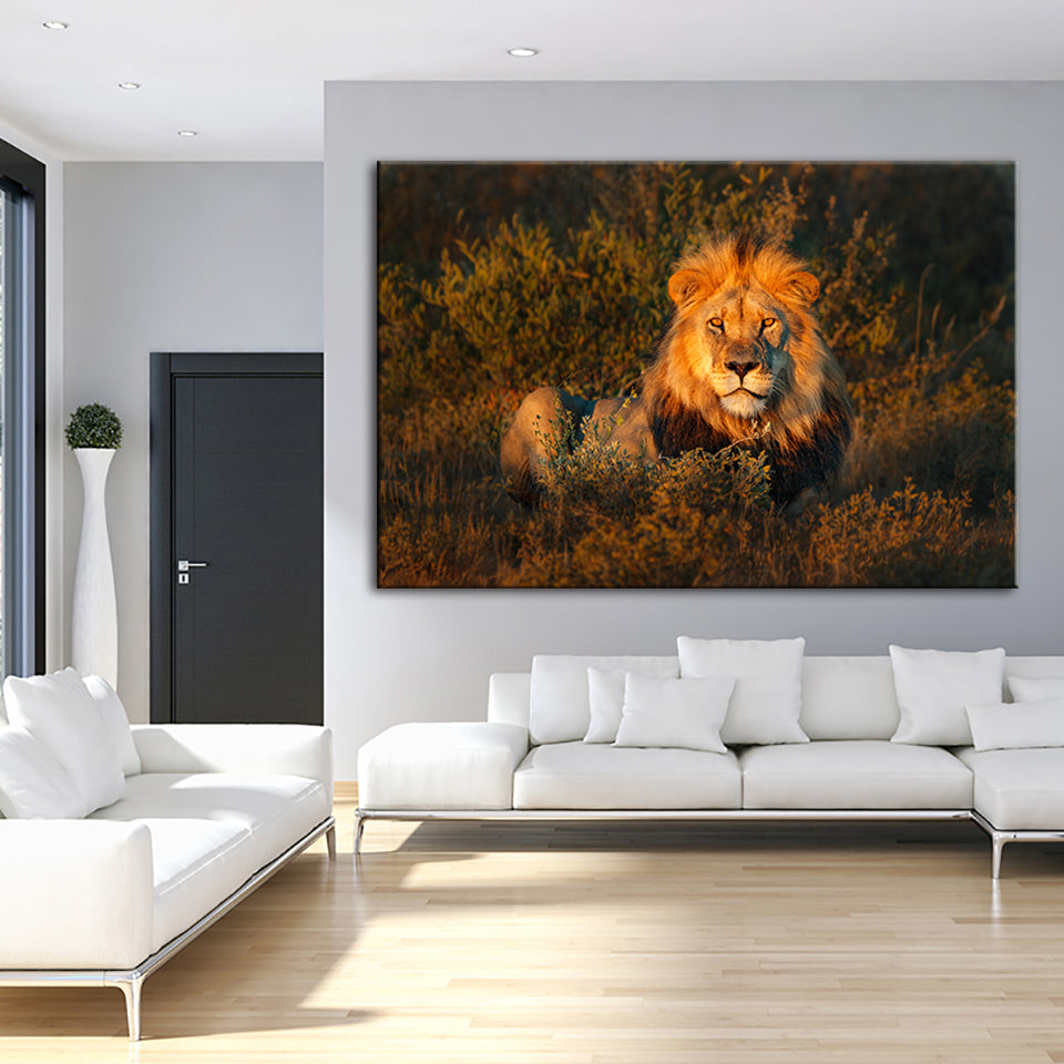 Göttlicher Sonnenuntergang Löwe - Leinwand Wandkunst Malerei
